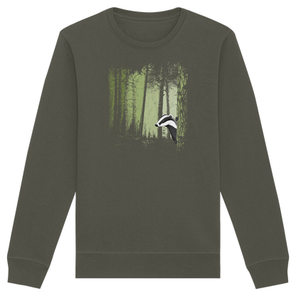 frecher Dachs im Zwielicht Wald - Organic Basic Unisex Sweatshirt