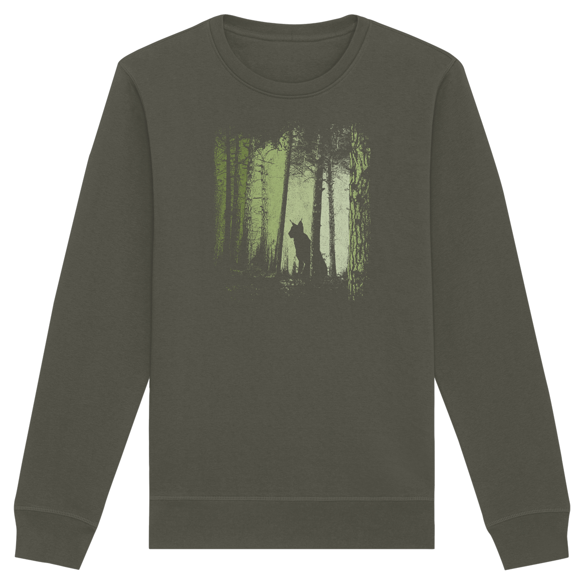 Luchs Wildkatze im Zwielicht Wald - Organic Basic Unisex Sweatshirt