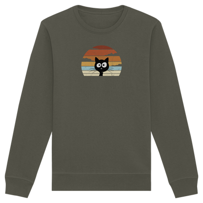 Retro schwarze Katze vor Sonnenuntergang - Organic Basic Unisex Sweatshirt