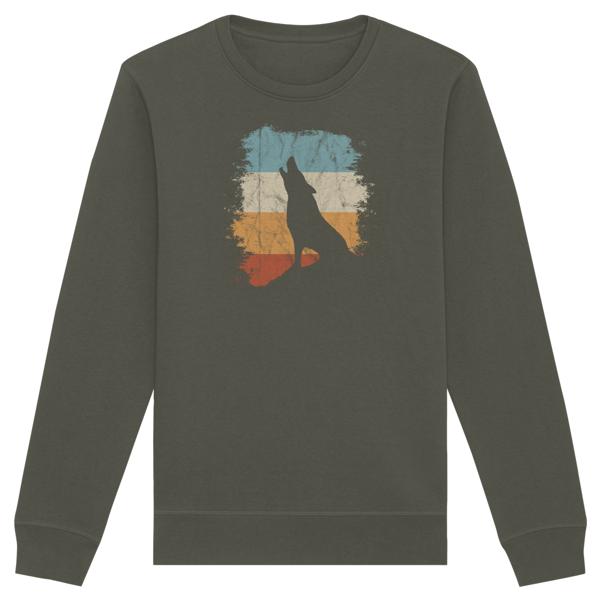 Retro Style lässig heulender Wolf  - Organic Basic Unisex Sweatshirt