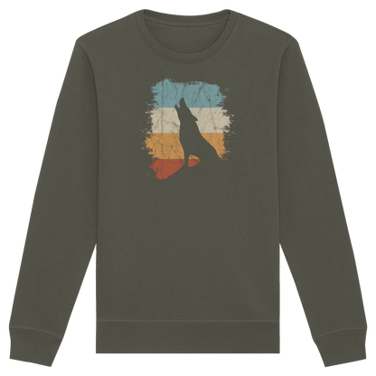 Retro Style lässig heulender Wolf  - Organic Basic Unisex Sweatshirt