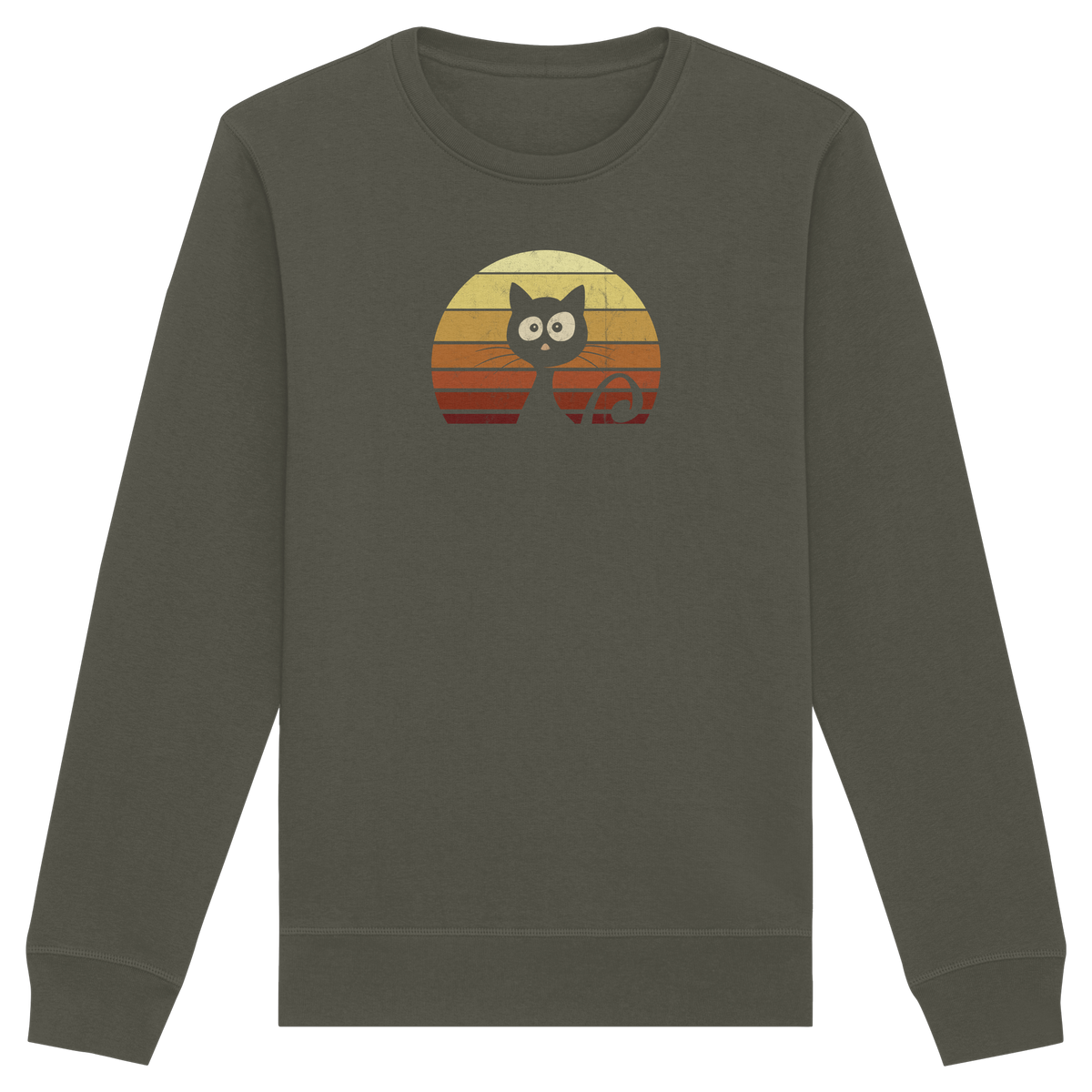 Katze vor Retro Sonnenuntergang - Organic Basic Unisex Sweatshirt