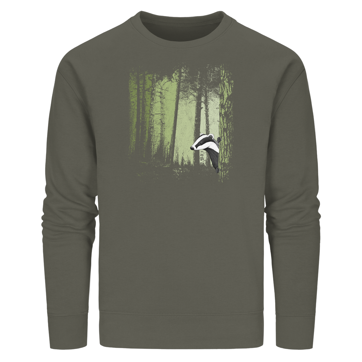 frecher Dachs im Zwielicht Wald - Organic Basic Unisex Sweatshirt