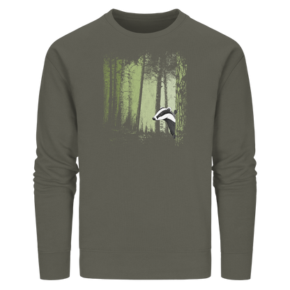 frecher Dachs im Zwielicht Wald - Organic Basic Unisex Sweatshirt
