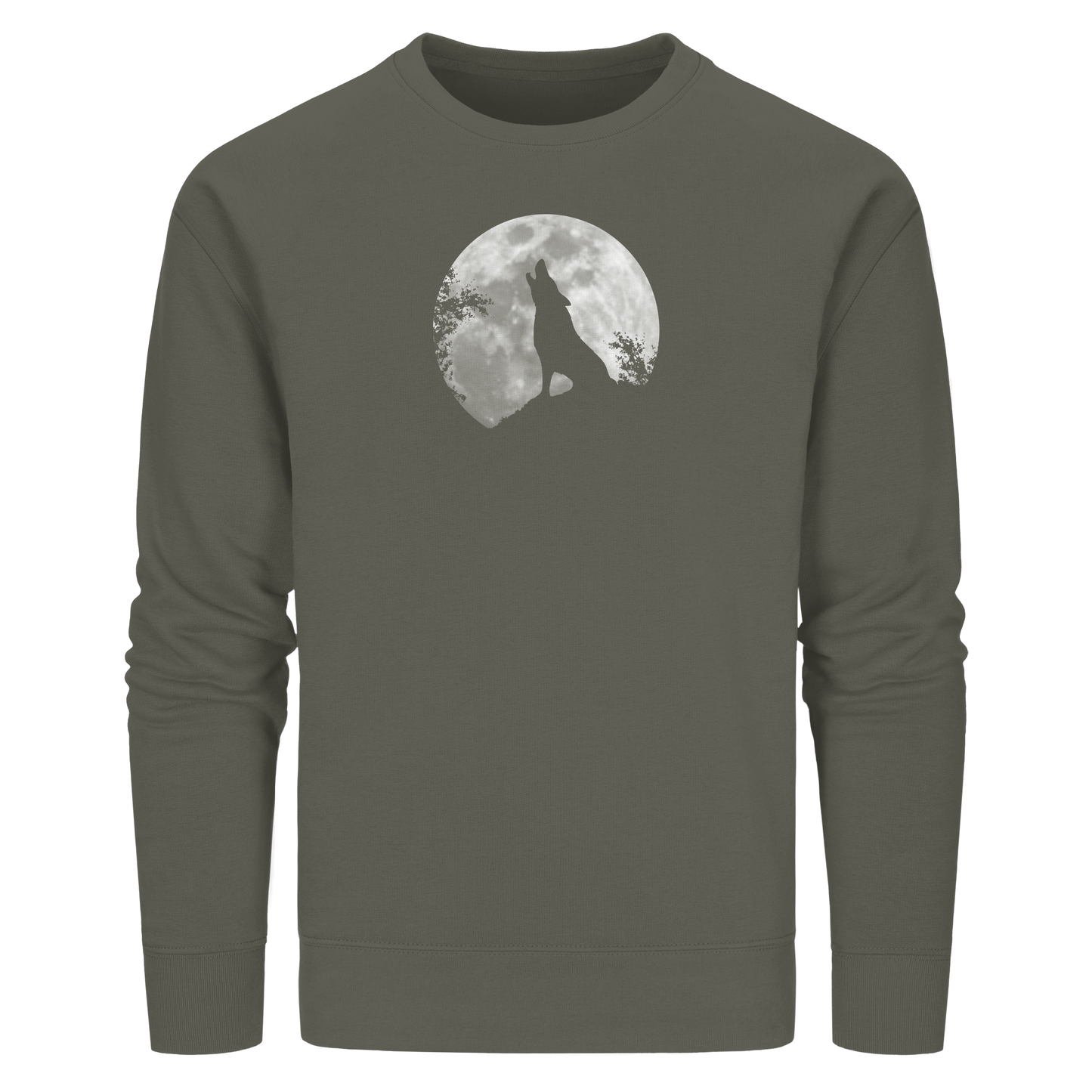 Heulender Wolf Silhouette vor Vollmond - Organic Basic Unisex Sweatshirt