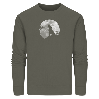 Heulender Wolf Silhouette vor Vollmond - Organic Basic Unisex Sweatshirt