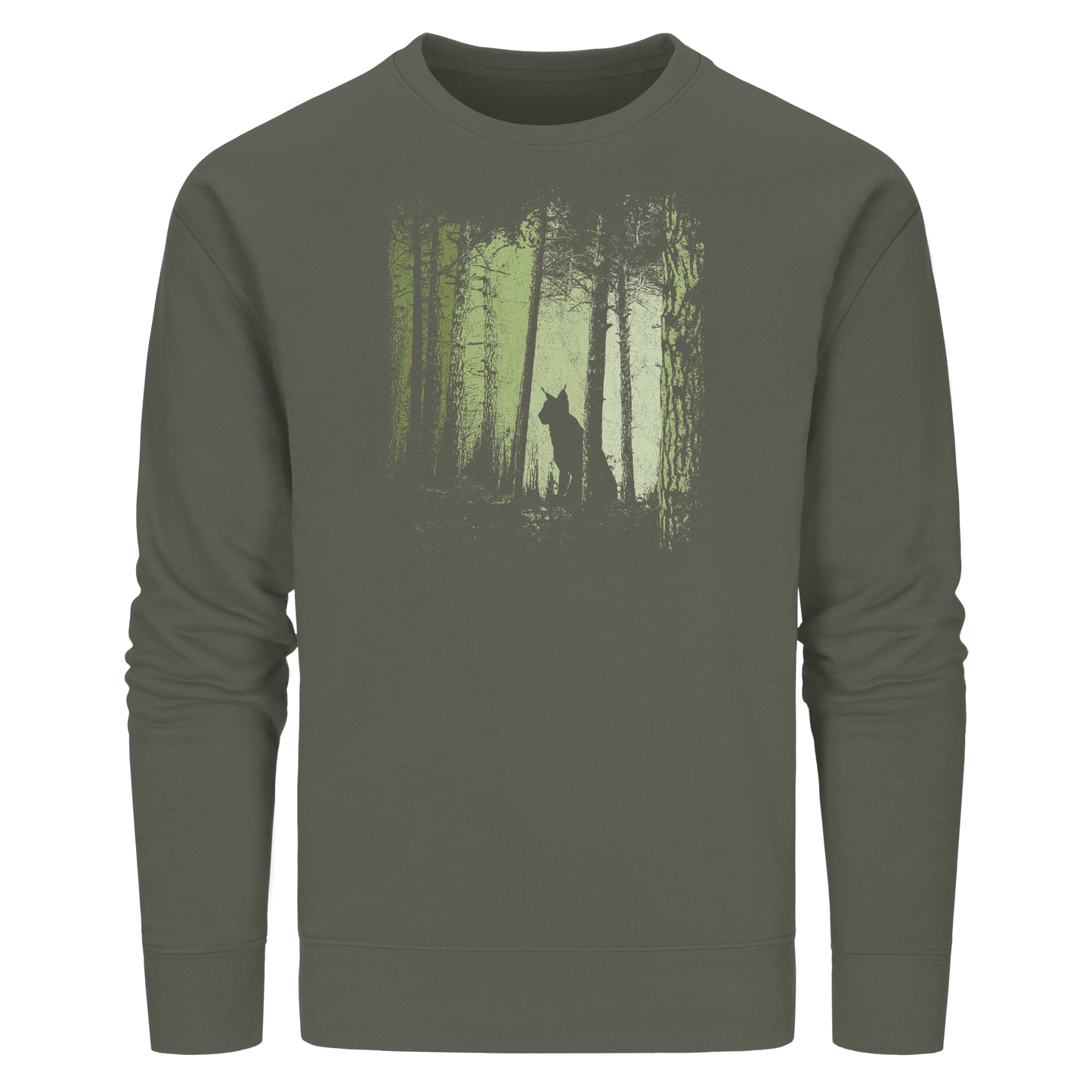 Luchs Wildkatze im Zwielicht Wald - Organic Basic Unisex Sweatshirt
