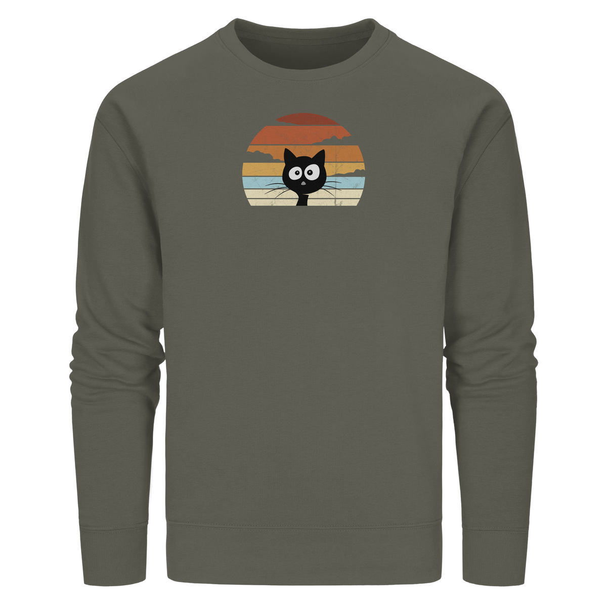Retro schwarze Katze vor Sonnenuntergang - Organic Basic Unisex Sweatshirt