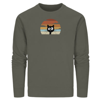Retro schwarze Katze vor Sonnenuntergang - Organic Basic Unisex Sweatshirt