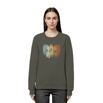 Retro Wald, Berge und Wolf  - Organic Basic Unisex Sweatshirt
