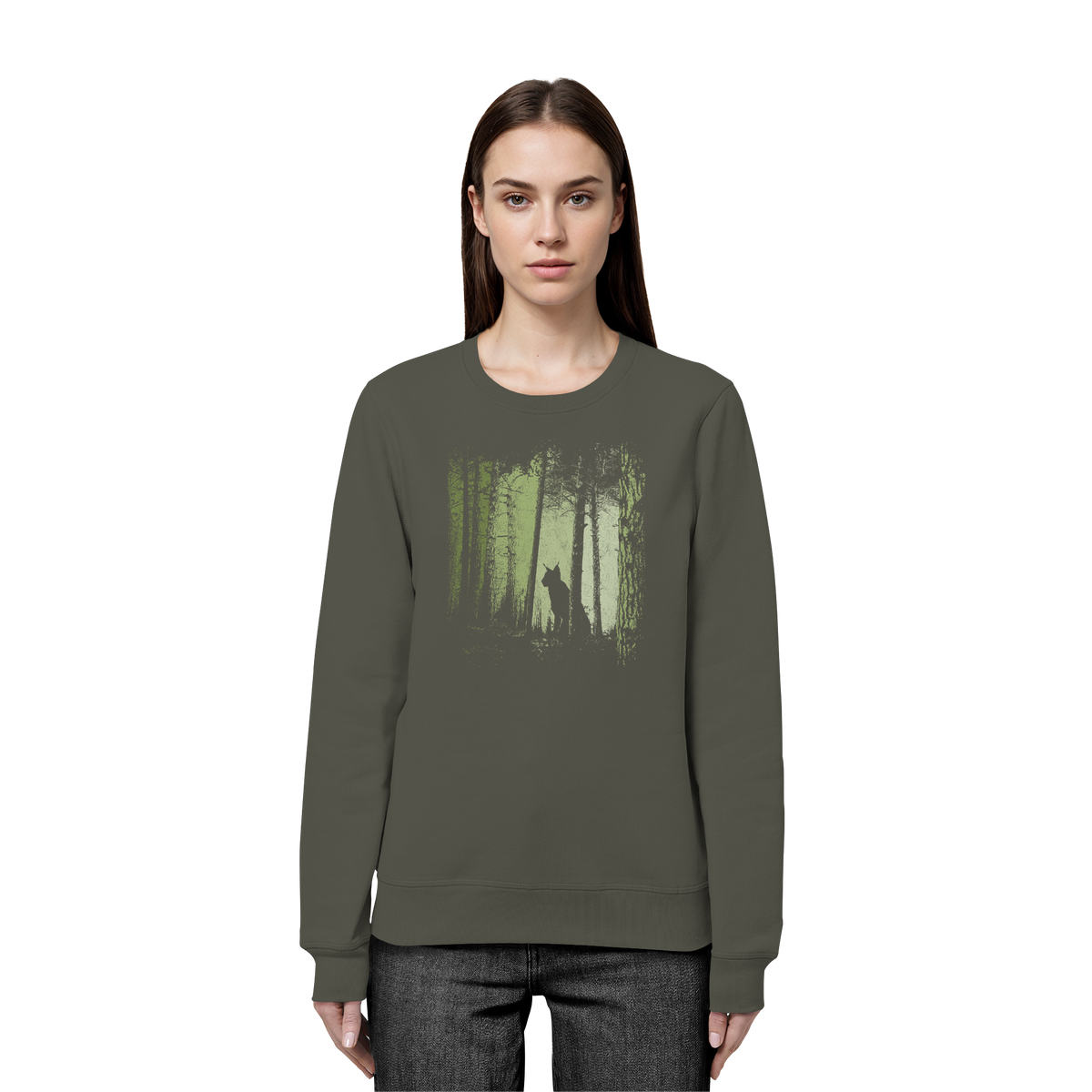 Luchs Wildkatze im Zwielicht Wald - Organic Basic Unisex Sweatshirt