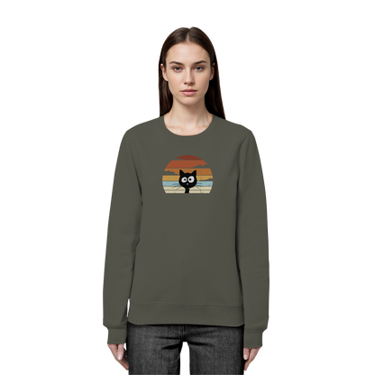 Retro schwarze Katze vor Sonnenuntergang - Organic Basic Unisex Sweatshirt