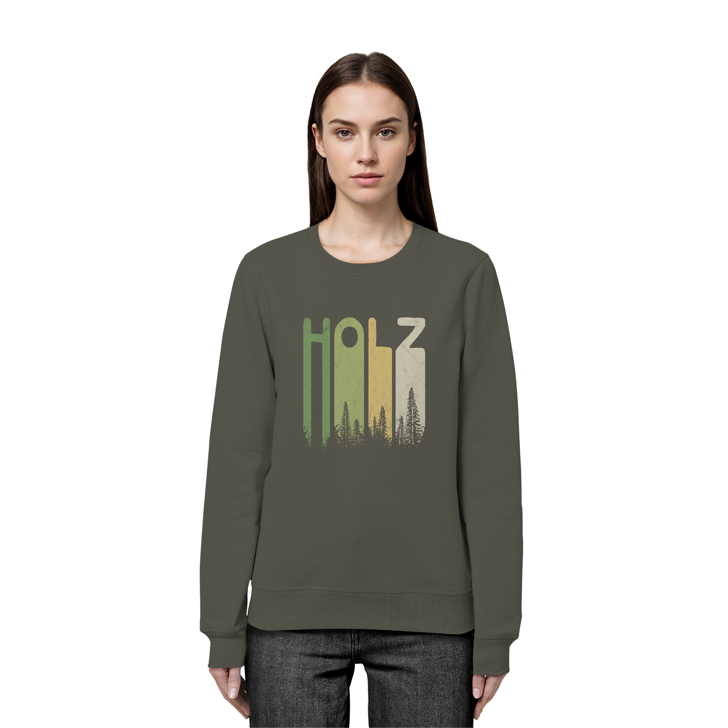 Holz Retro Wald Schriftzug - Organic Basic Unisex Sweatshirt
