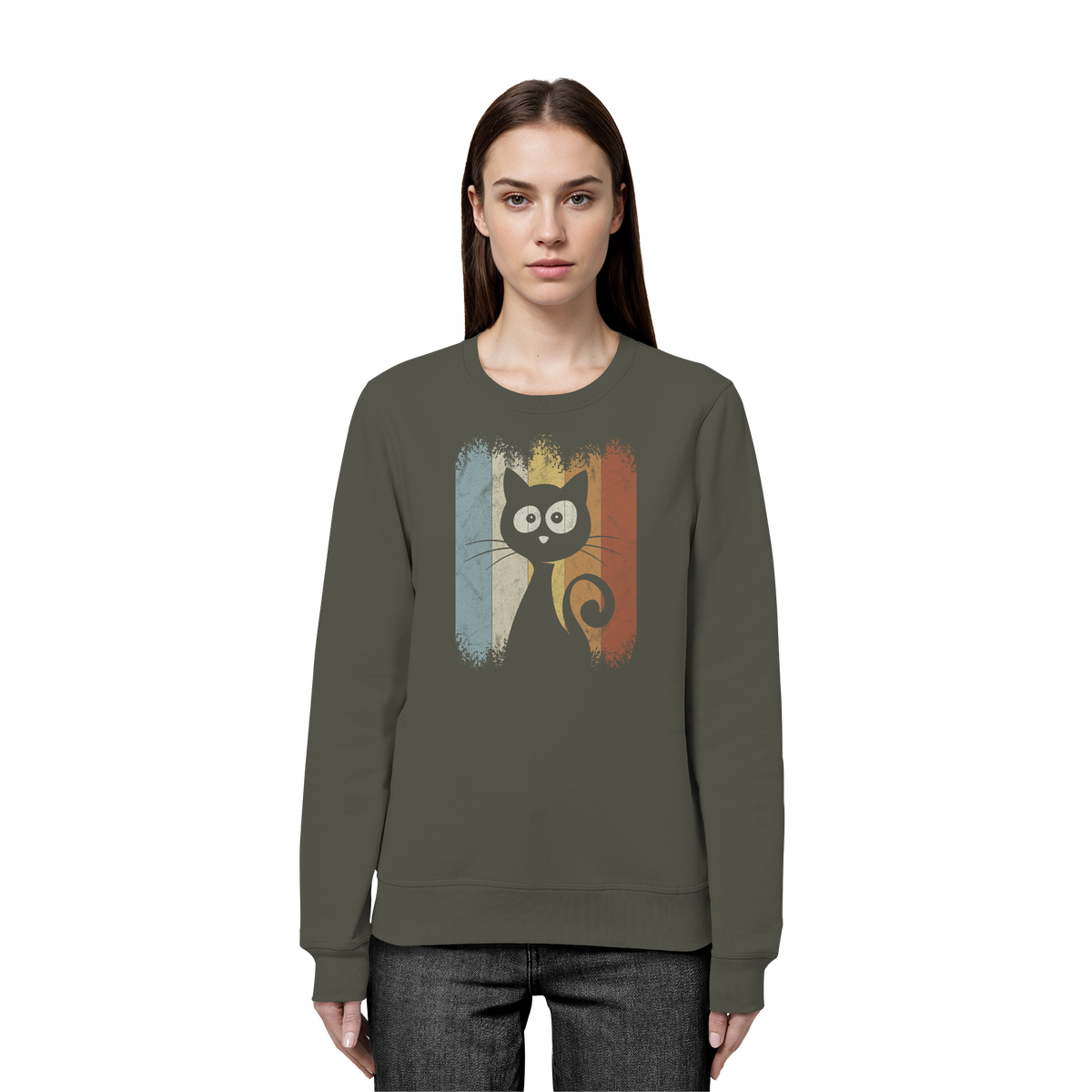 Retro Katze Silhouette - Organic Basic Unisex Sweatshirt