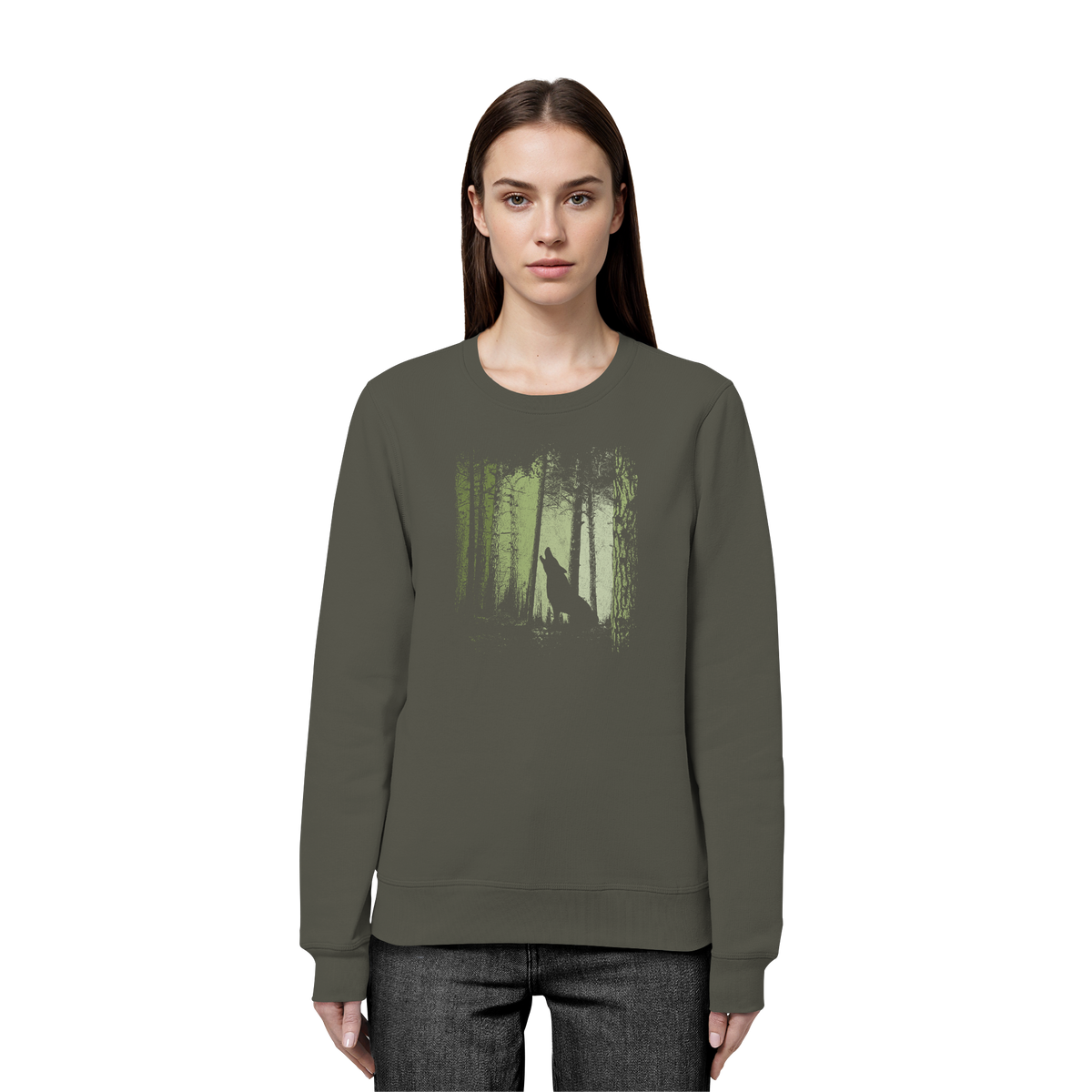 Einsamer Wolf im Zwielicht Wald  - Organic Basic Unisex Sweatshirt
