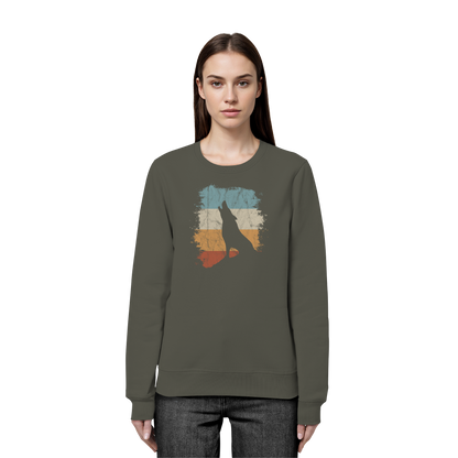 Retro Style lässig heulender Wolf  - Organic Basic Unisex Sweatshirt