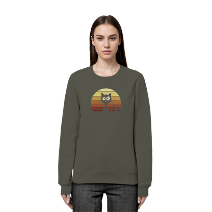 Katze vor Retro Sonnenuntergang - Organic Basic Unisex Sweatshirt