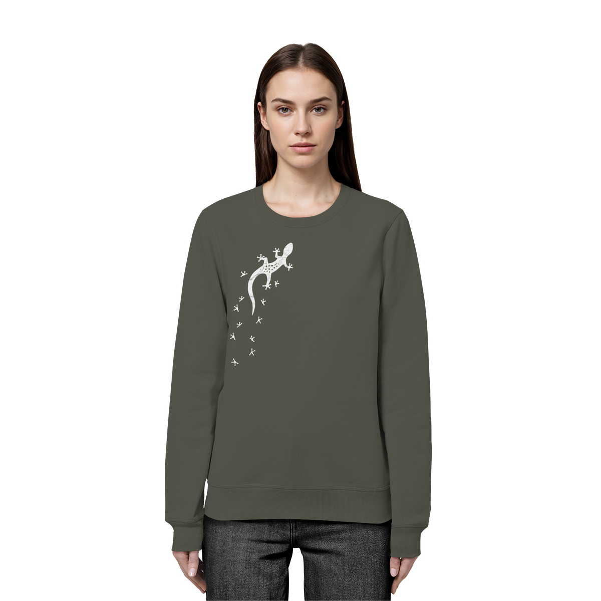 Gecko Eidechse Silhouette hell - Organic Basic Unisex Sweatshirt