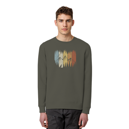 Retro Wald, Berge und Wolf  - Organic Basic Unisex Sweatshirt