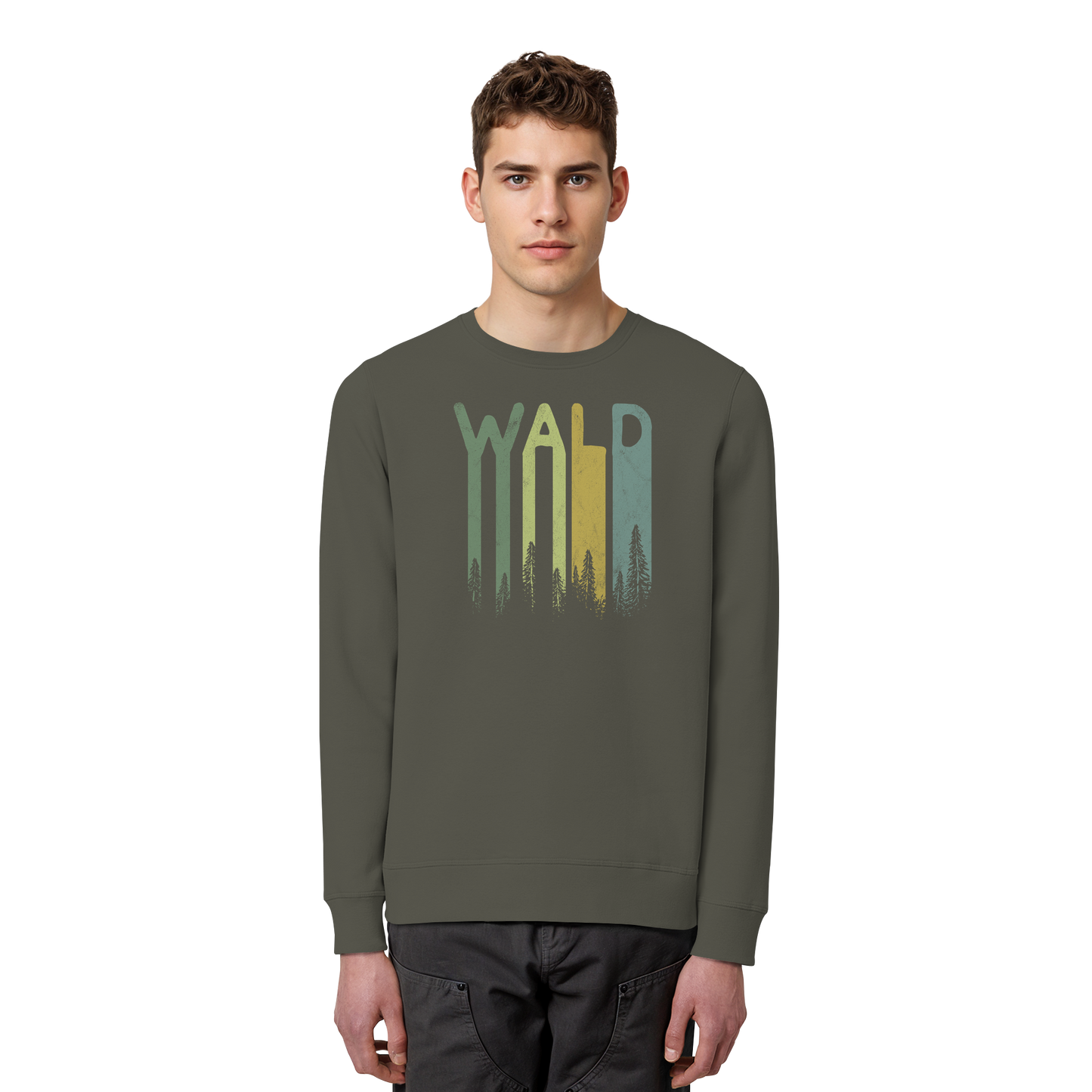 Wald Retro Forst Schriftzug - Organic Basic Unisex Sweatshirt