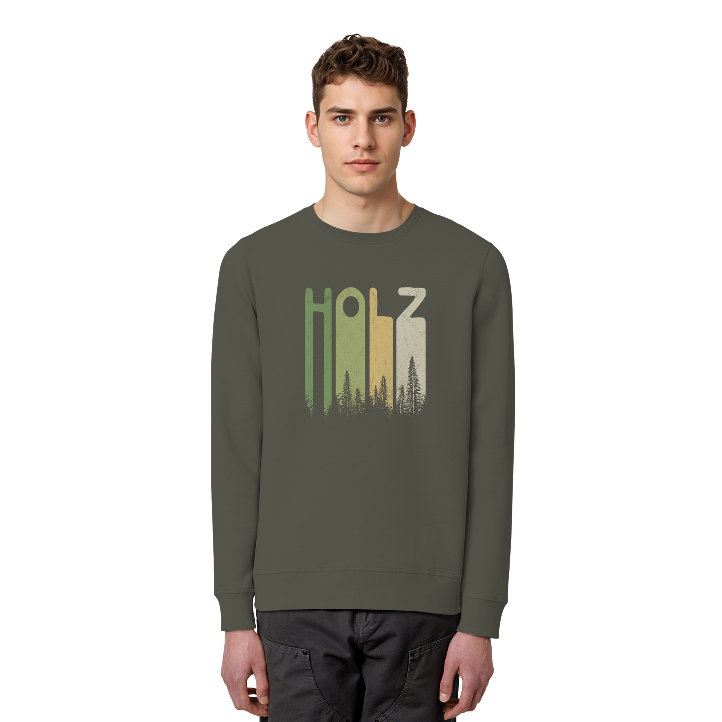 Holz Retro Wald Schriftzug - Organic Basic Unisex Sweatshirt