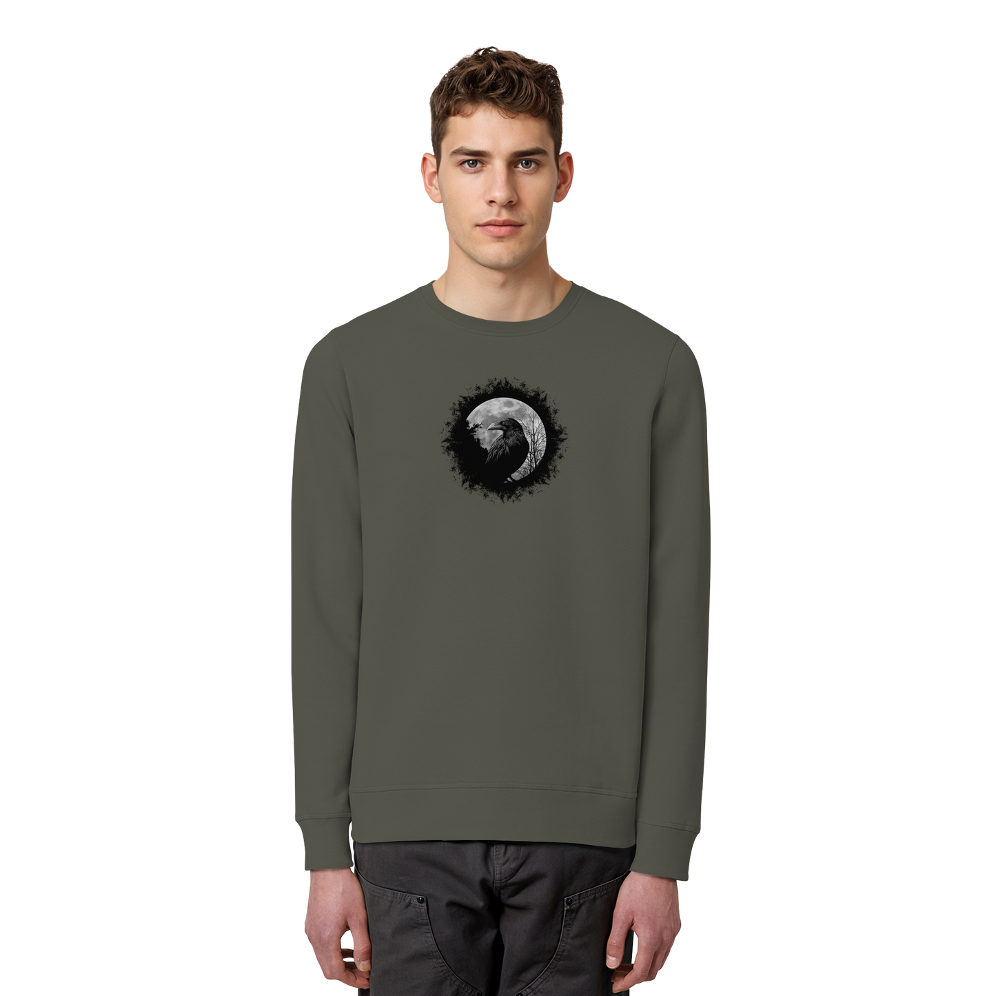 Schwarzer Rabe bei Vollmond  - Organic Basic Unisex Sweatshirt