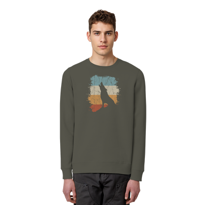 Retro Style lässig heulender Wolf  - Organic Basic Unisex Sweatshirt