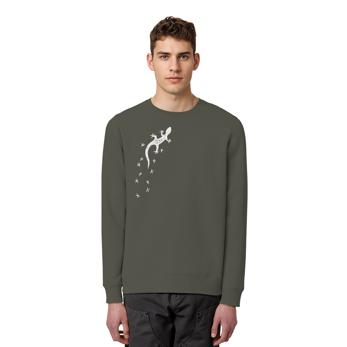 Gecko Eidechse Silhouette hell - Organic Basic Unisex Sweatshirt