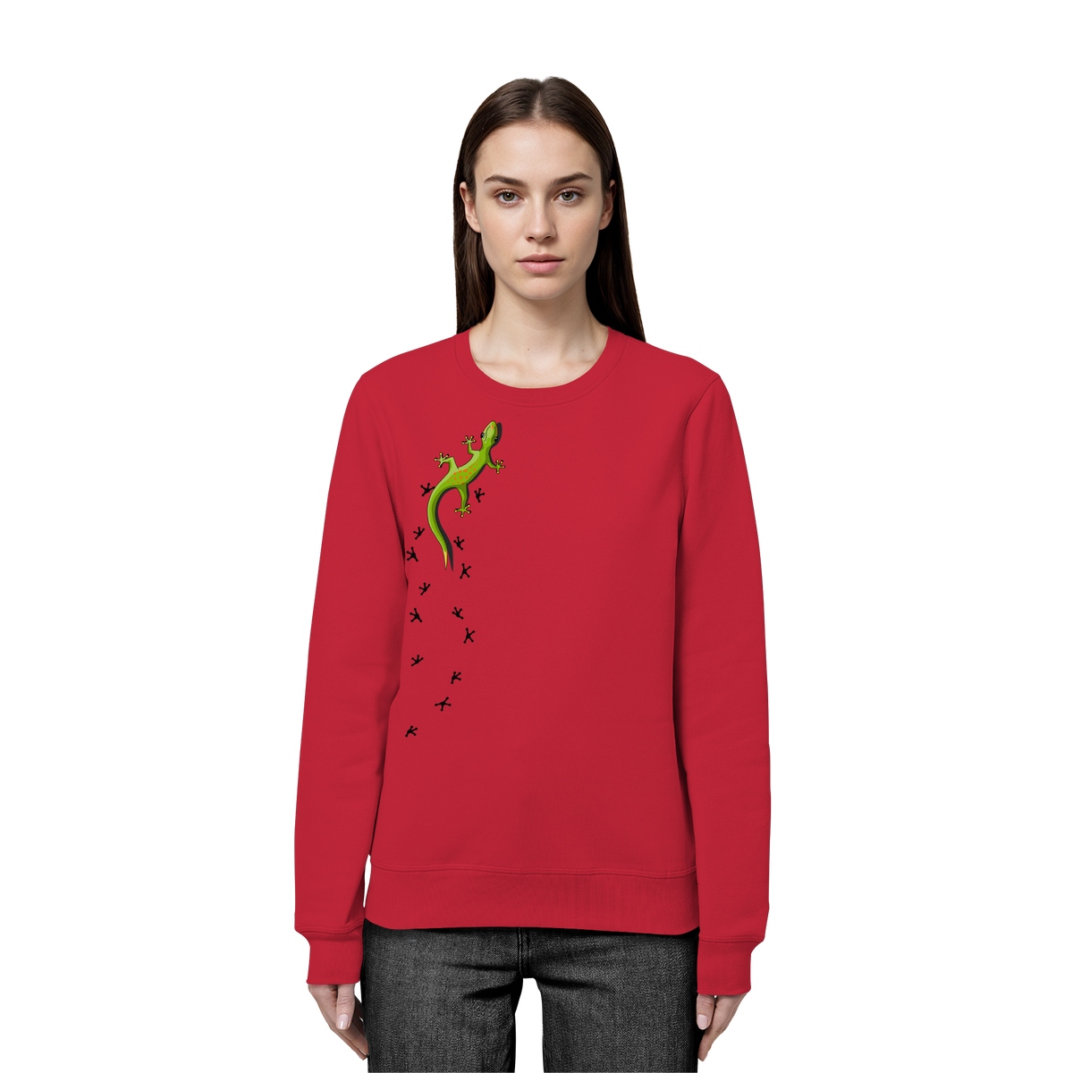 Kletternder Gecko mit Spuren - Organic Basic Unisex Sweatshirt