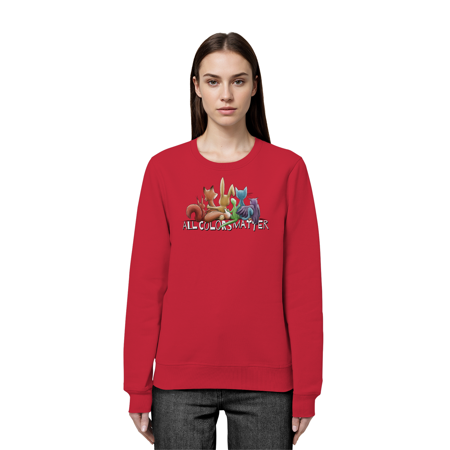 All Colors Matter! Regenbogen Tiere für Vielfalt - Organic Basic Unisex Sweatshirt