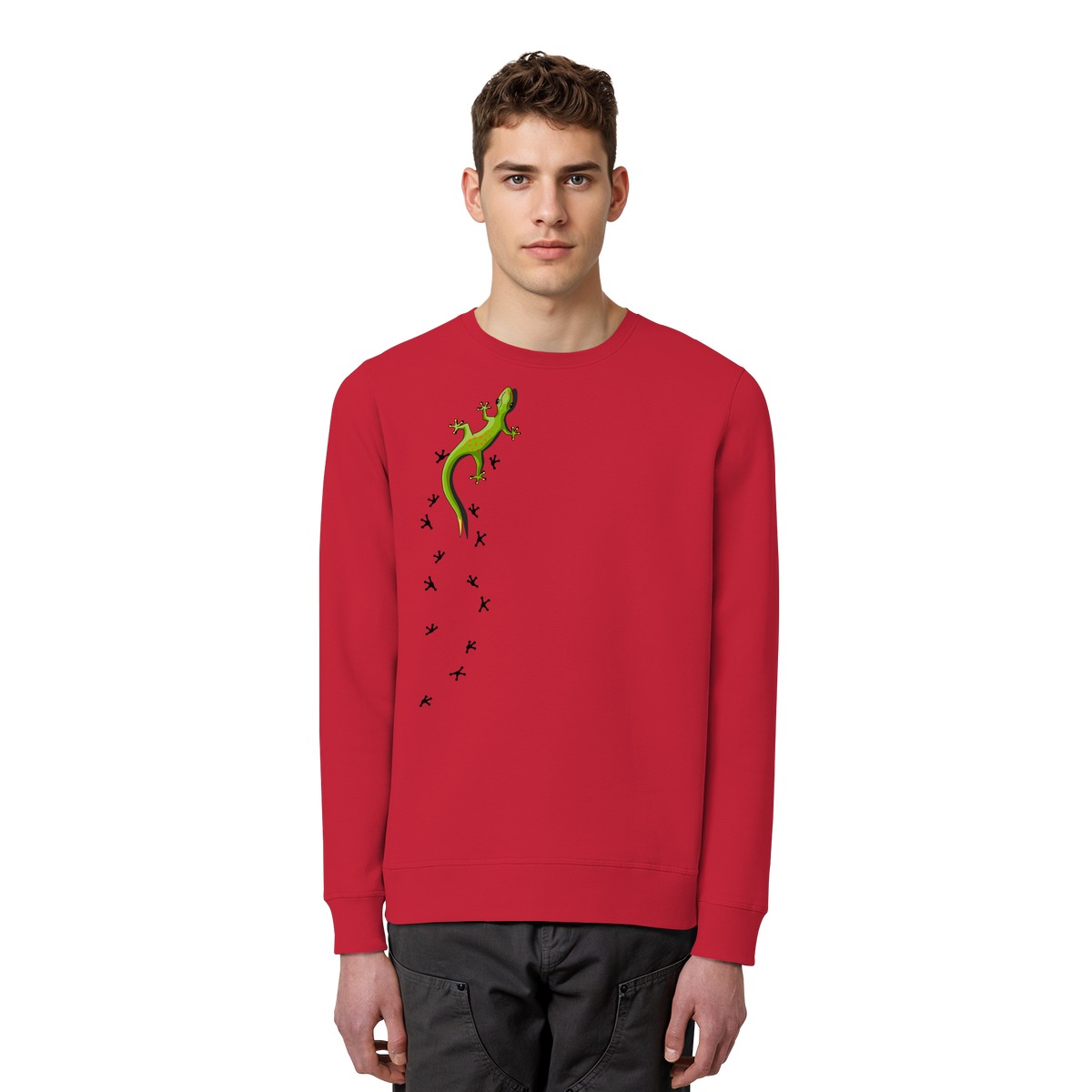 Kletternder Gecko mit Spuren - Organic Basic Unisex Sweatshirt