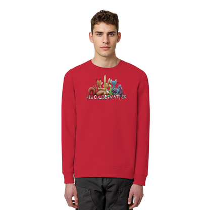 All Colors Matter! Regenbogen Tiere für Vielfalt - Organic Basic Unisex Sweatshirt
