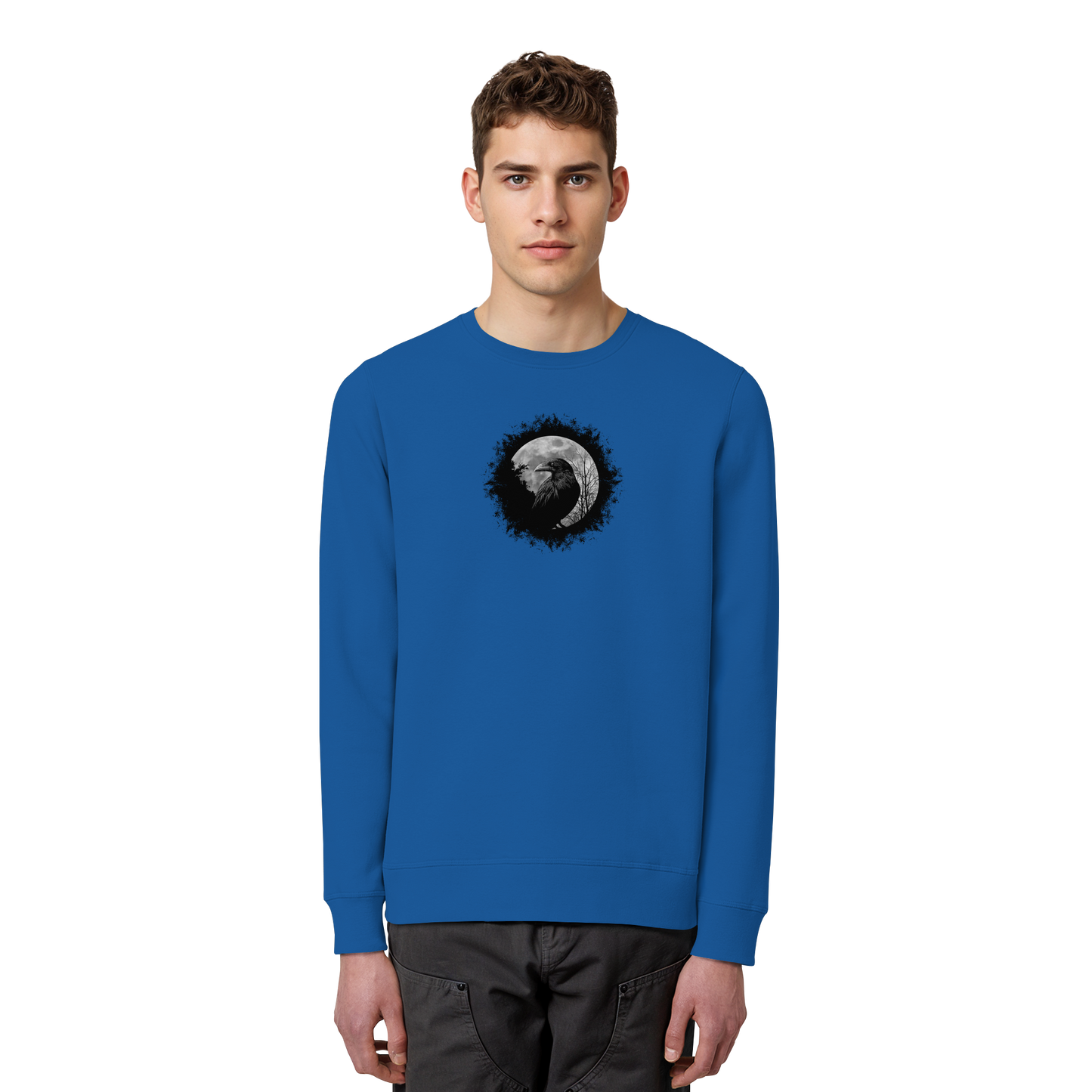 Schwarzer Rabe bei Vollmond  - Organic Basic Unisex Sweatshirt