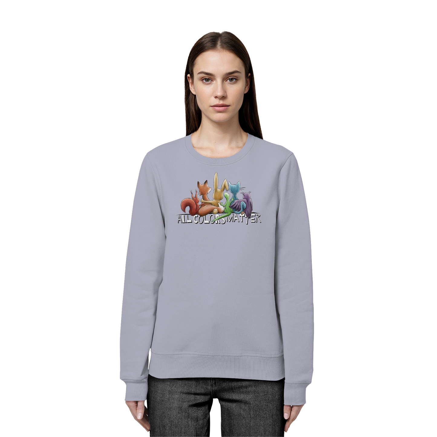 All Colors Matter! Regenbogen Tiere für Vielfalt - Organic Basic Unisex Sweatshirt