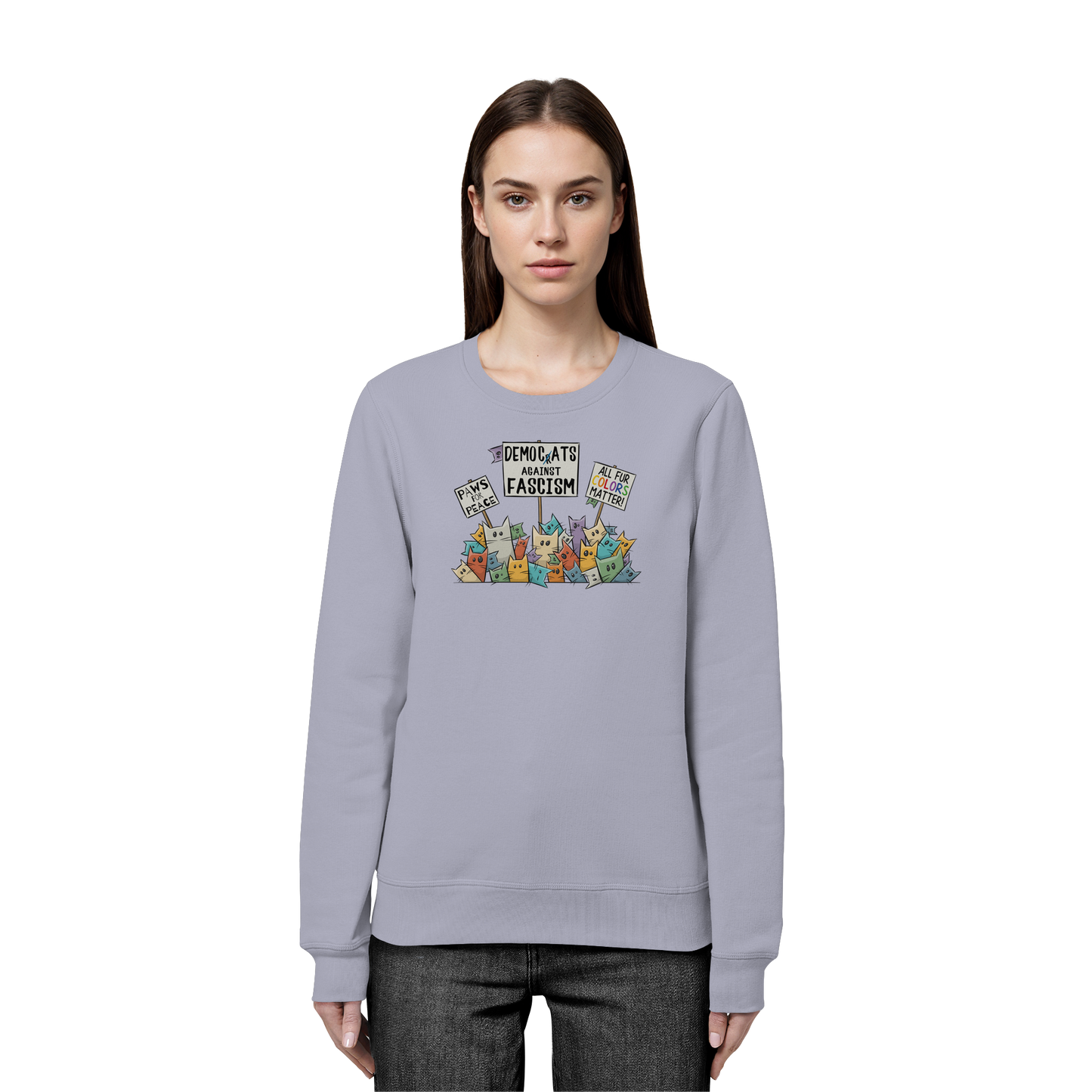 Demo-Katzen gegen Faschismus und für Vielfalt - Organic Basic Unisex Sweatshirt