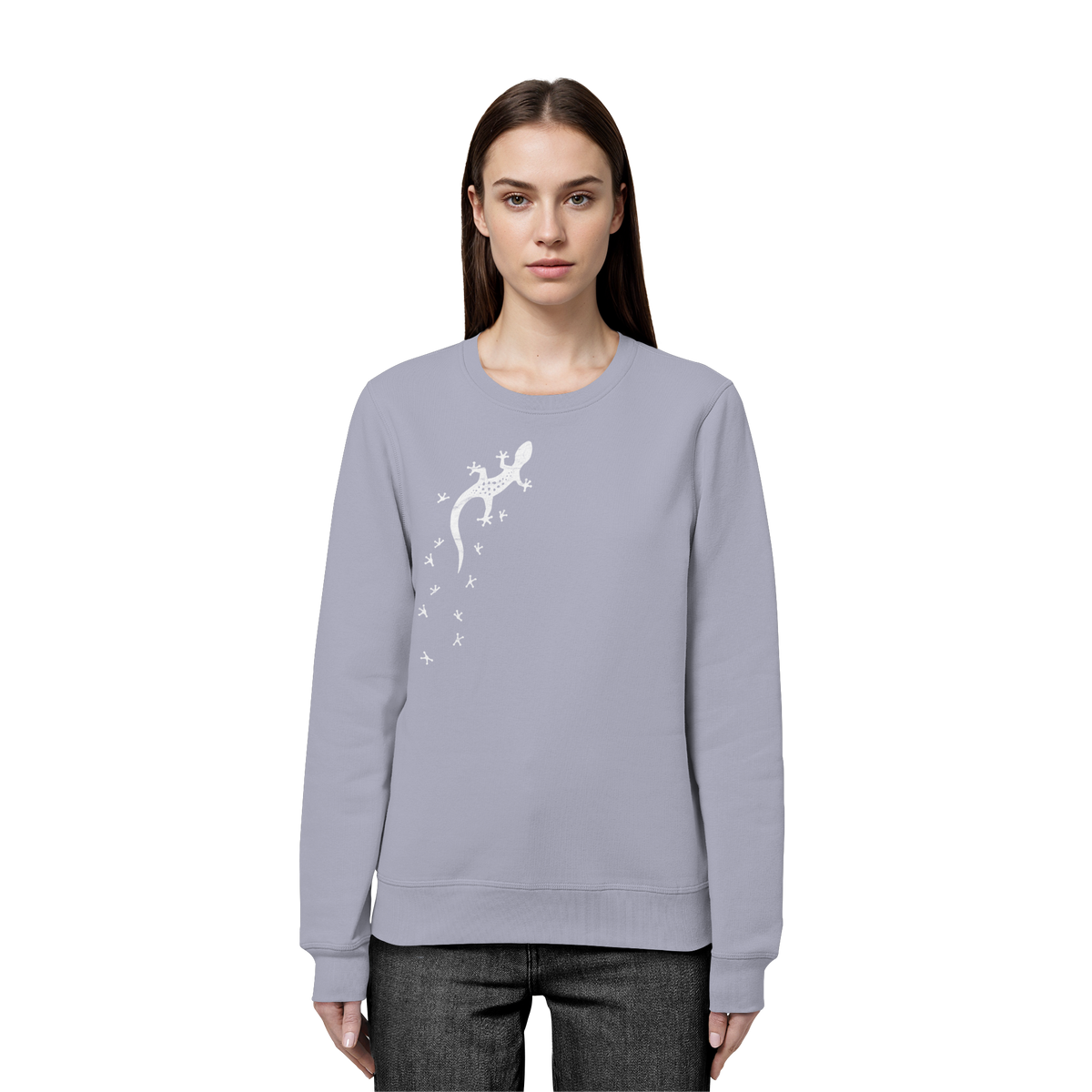 Gecko Eidechse Silhouette hell - Organic Basic Unisex Sweatshirt