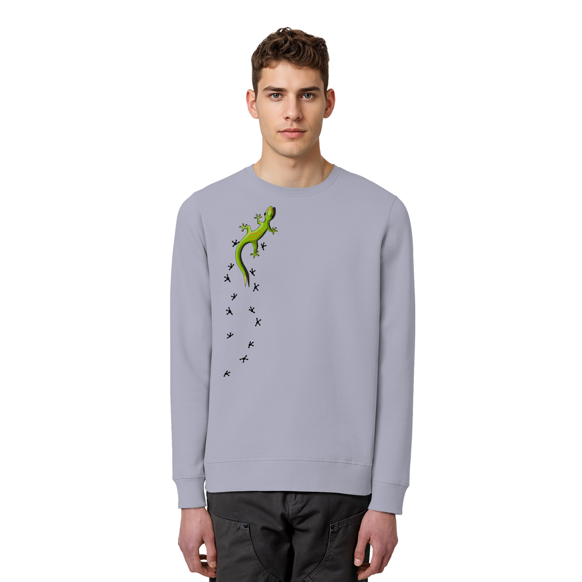 Kletternder Gecko mit Spuren - Organic Basic Unisex Sweatshirt