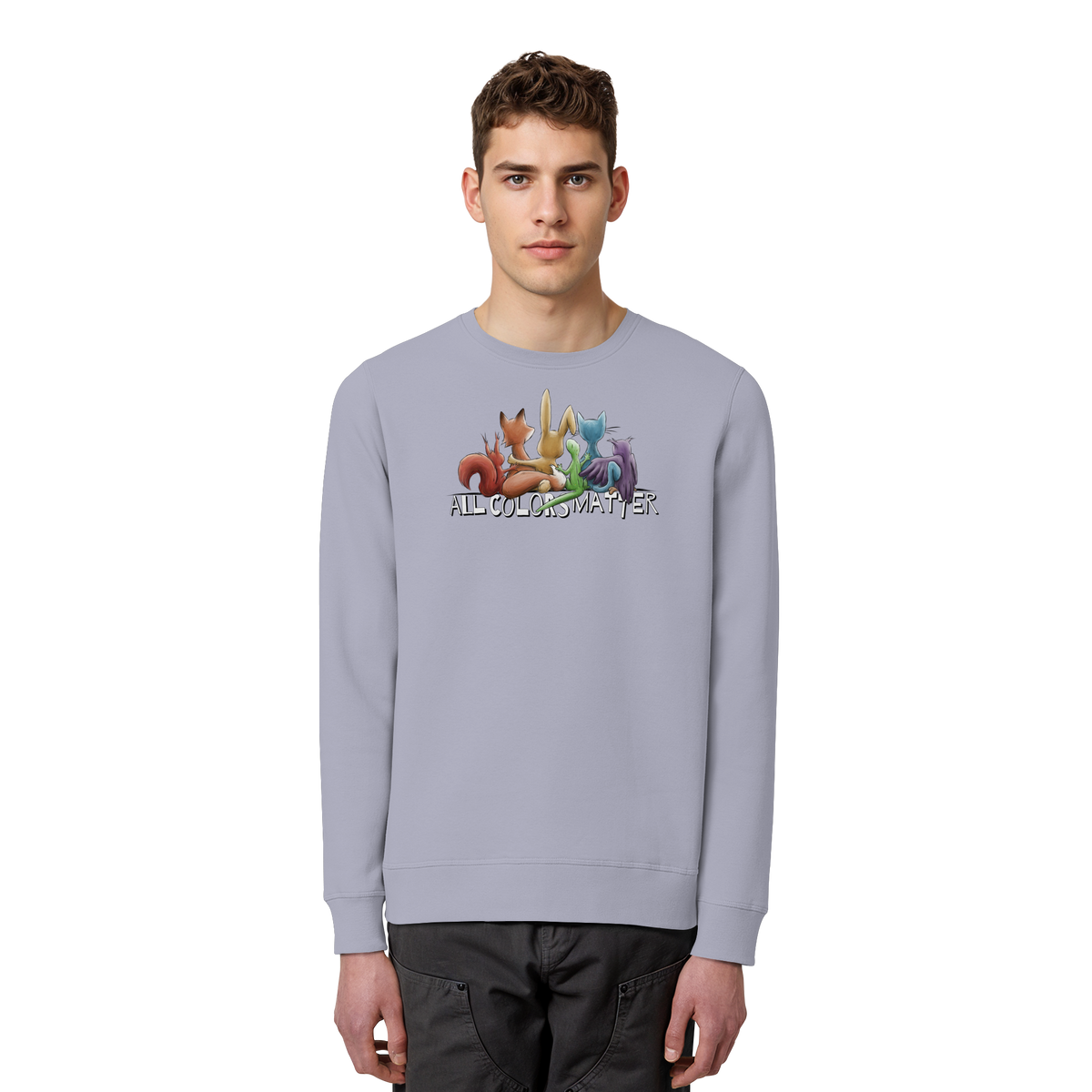 All Colors Matter! Regenbogen Tiere für Vielfalt - Organic Basic Unisex Sweatshirt