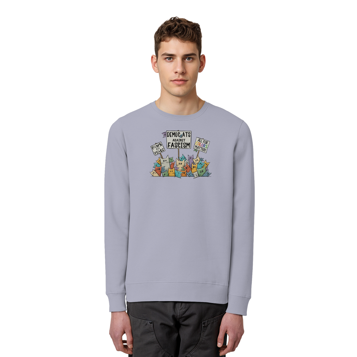 Demo-Katzen gegen Faschismus und für Vielfalt - Organic Basic Unisex Sweatshirt