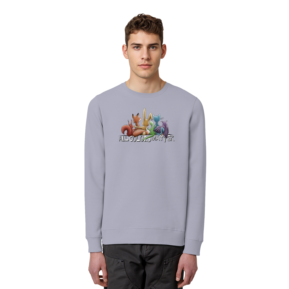 All Colors Matter! Regenbogen Tiere für Vielfalt - Organic Basic Unisex Sweatshirt