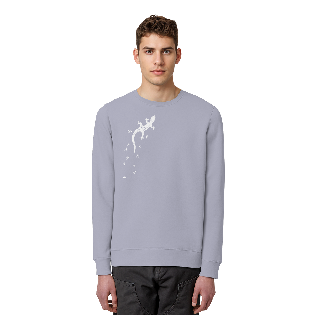 Gecko Eidechse Silhouette hell - Organic Basic Unisex Sweatshirt