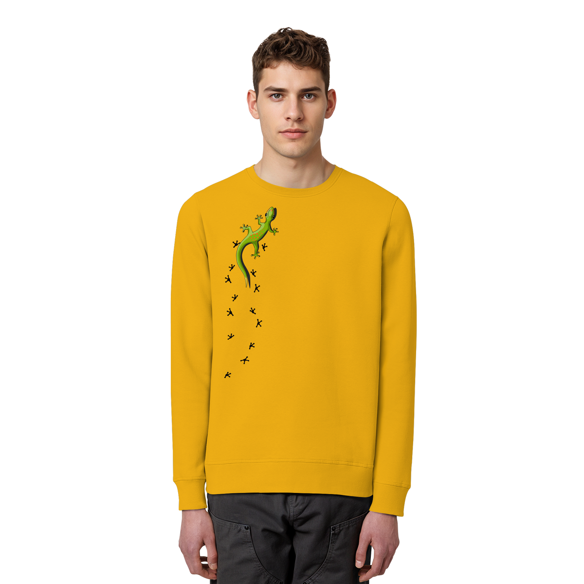 Kletternder Gecko mit Spuren - Organic Basic Unisex Sweatshirt