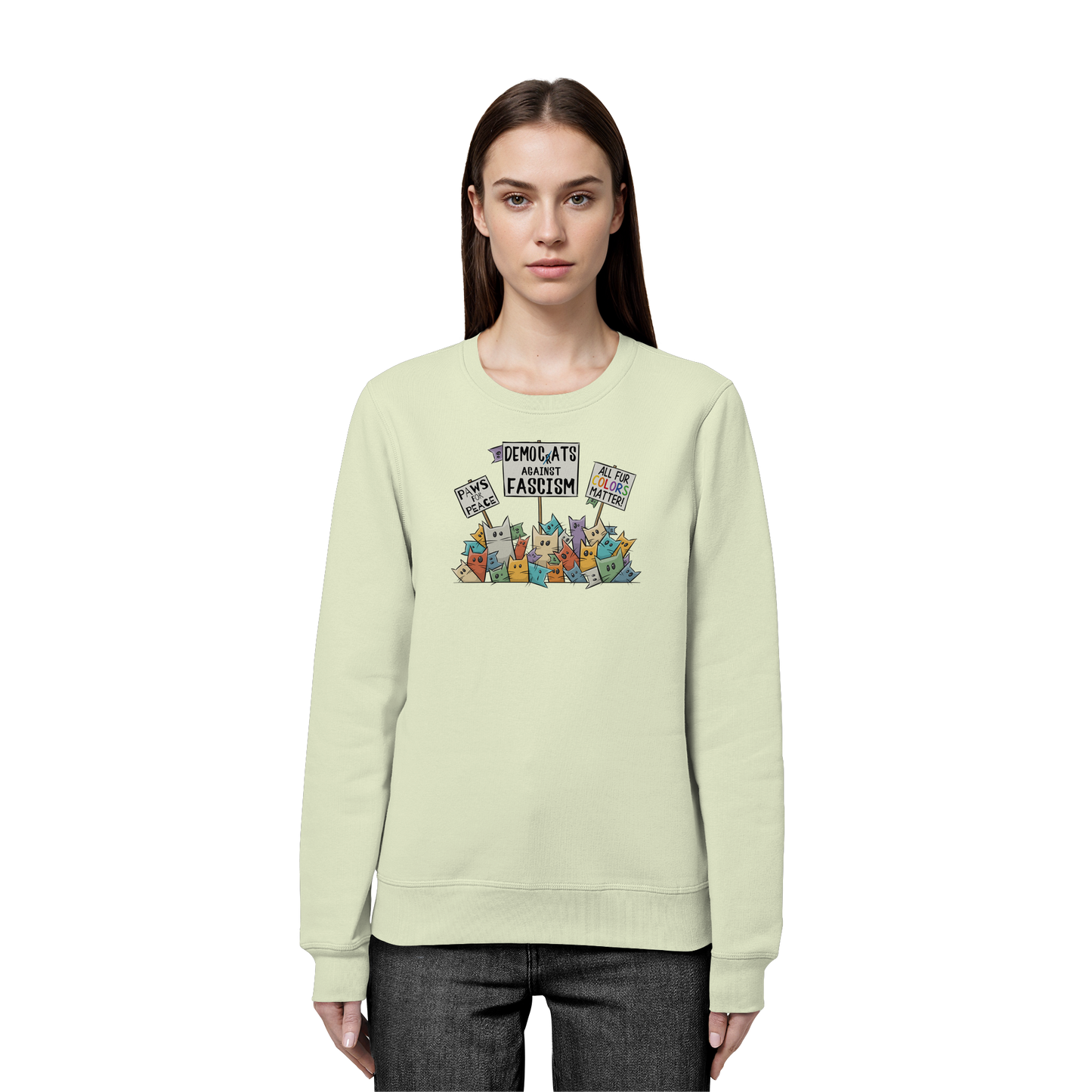 Demo-Katzen gegen Faschismus und für Vielfalt - Organic Basic Unisex Sweatshirt