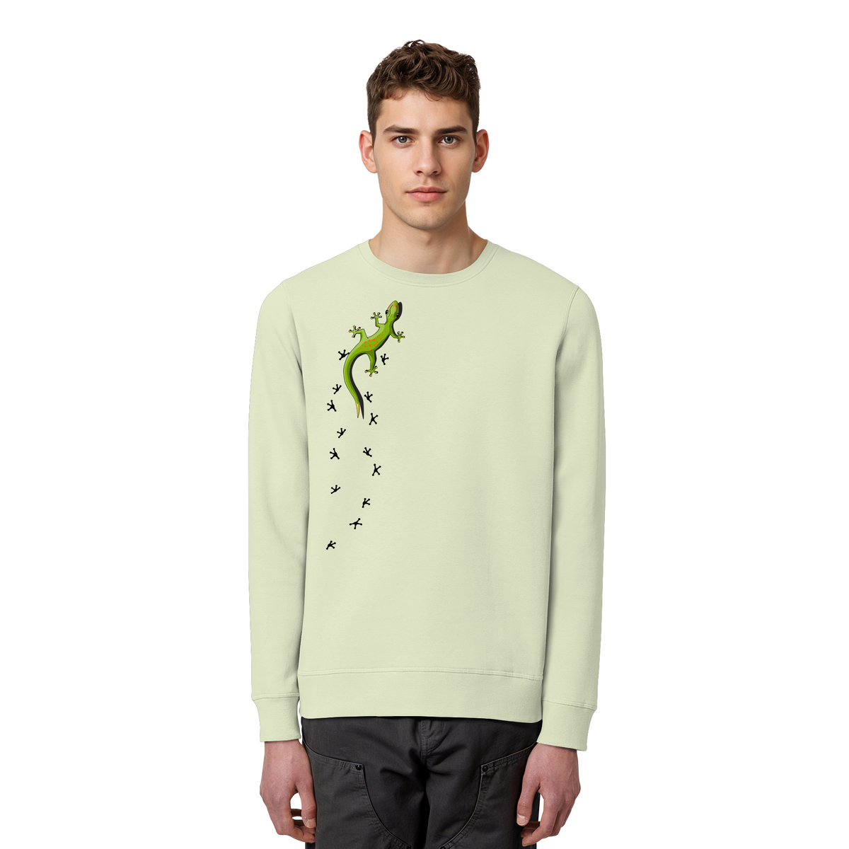 Kletternder Gecko mit Spuren - Organic Basic Unisex Sweatshirt