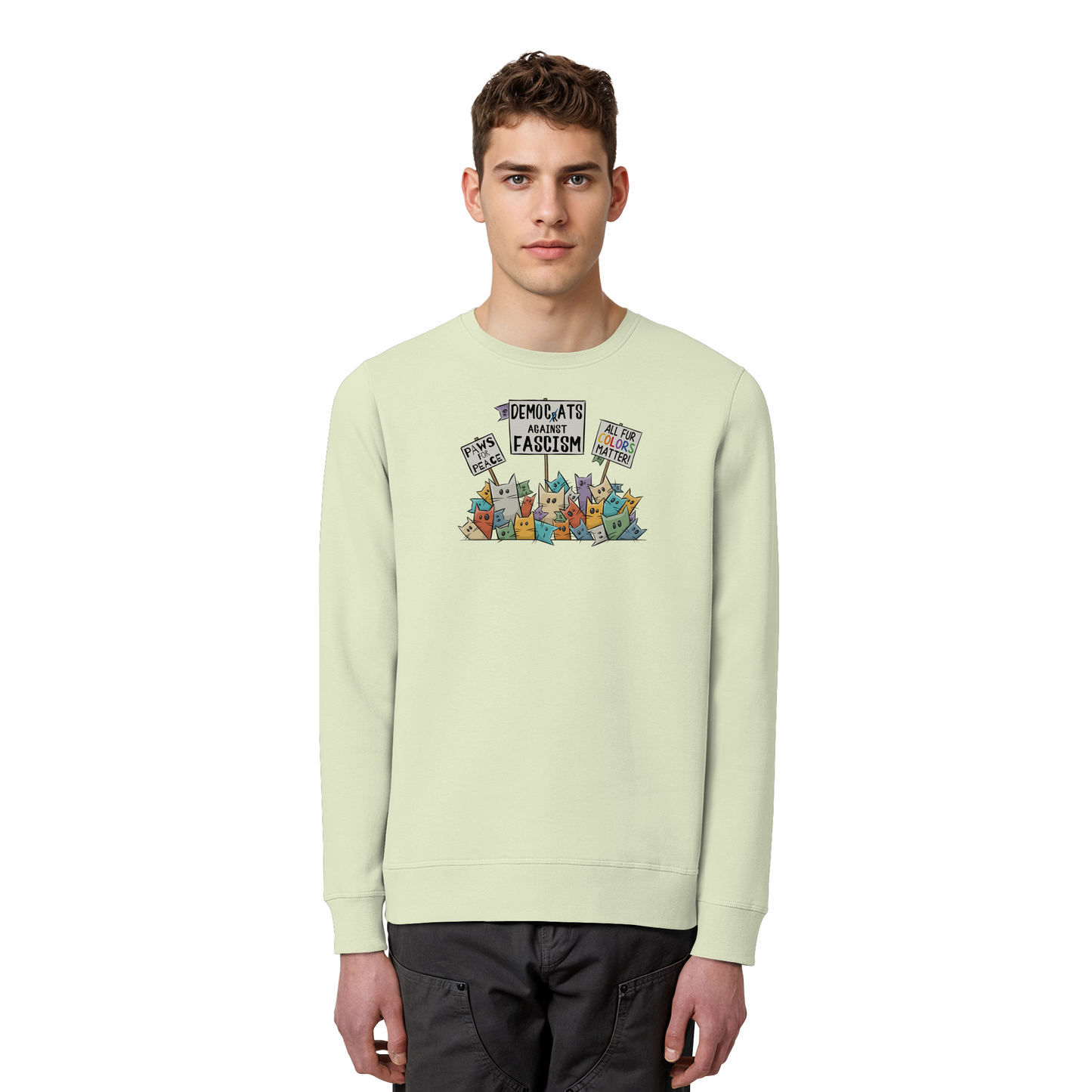 Demo-Katzen gegen Faschismus und für Vielfalt - Organic Basic Unisex Sweatshirt
