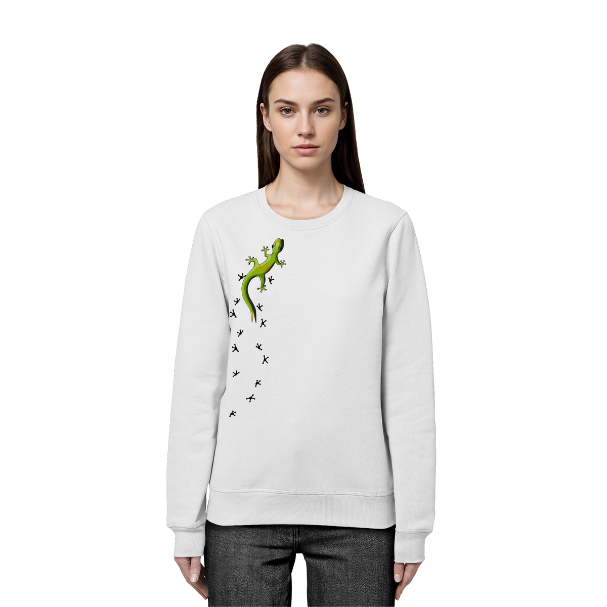 Kletternder Gecko mit Spuren - Organic Basic Unisex Sweatshirt