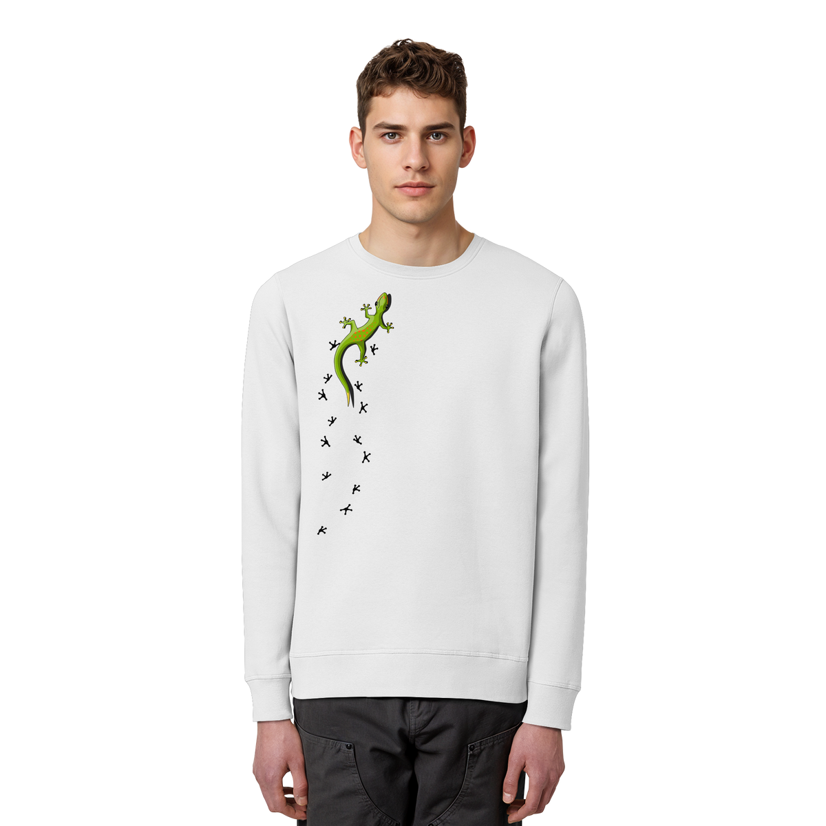 Kletternder Gecko mit Spuren - Organic Basic Unisex Sweatshirt