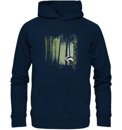 frecher Dachs im Zwielicht Wald - Organic Hoodie