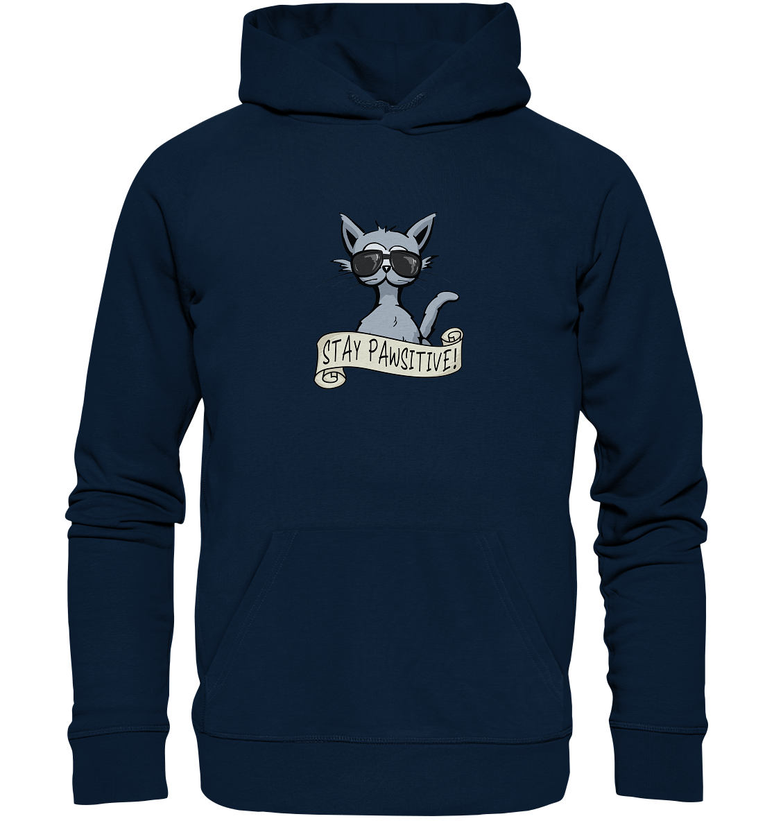 Stay Pawsitive Bleib lässig Hipster Katze - Organic Hoodie
