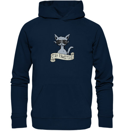 Stay Pawsitive Bleib lässig Hipster Katze - Organic Hoodie